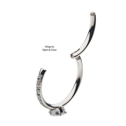 Invictus Titanium with Centerpiece Prong Set Square Clear CZ Eternity Side Facing Hinged Segment Clicker
