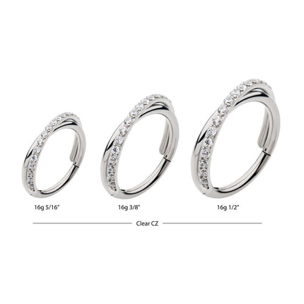 Invictus Titanium Crisscross with CZ Side Facing Hinged Segment Clicker