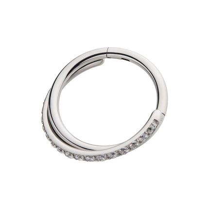 Invictus Titanium Crisscross with CZ Side Facing Hinged Segment Clicker