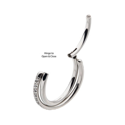 Invictus Titanium Crisscross with CZ Side Facing Hinged Segment Clicker