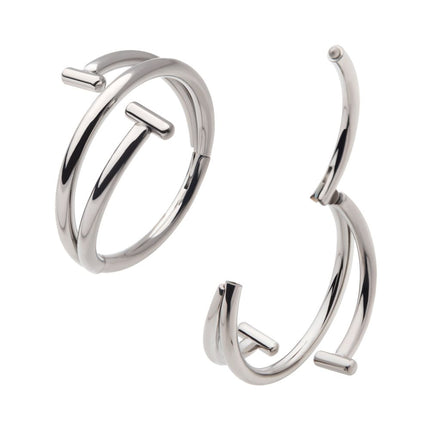 Invictus Titanium Double Ended Twist Side Facing Hinged Segment Clicker with T-Bar