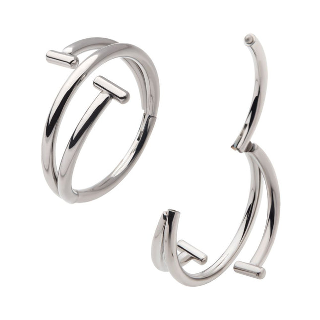 Invictus Titanium Double Ended Twist Side Facing Hinged Segment Clicker with T-Bar
