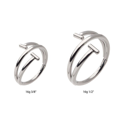 Invictus Titanium Double Ended Twist Side Facing Hinged Segment Clicker with T-Bar