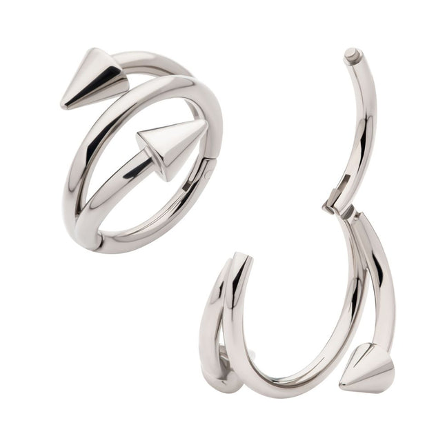 Invictus Titanium Double Ended Twist Side Facing Hinged Segment Clicker with Spikes