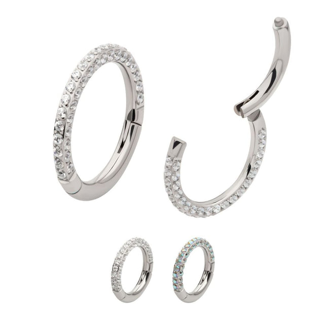 Invictus Titanium 3-Row 0.8mm Pave Gem Hinged Segment Clicker