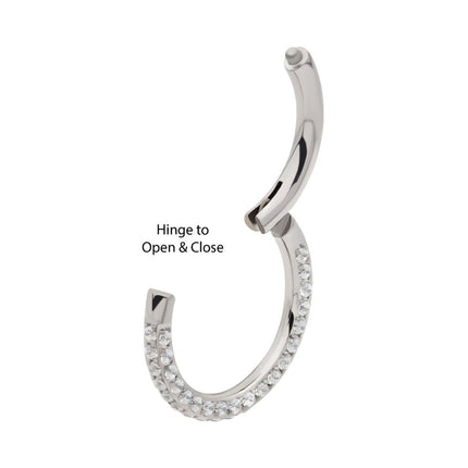 Invictus Titanium 3-Row 0.8mm Pave Gem Hinged Segment Clicker