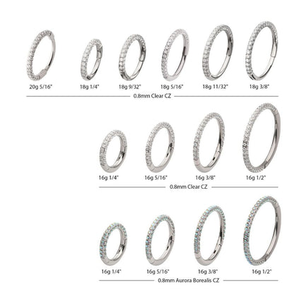 Invictus Titanium 3-Row 0.8mm Pave Gem Hinged Segment Clicker