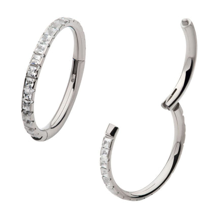 Invictus Titanium with Square 1mm Full Clear CZ Side Facing Hinged Segment Clicker