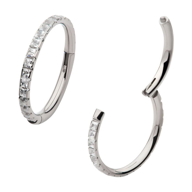 Invictus Titanium with Square 1mm Full Clear CZ Side Facing Hinged Segment Clicker