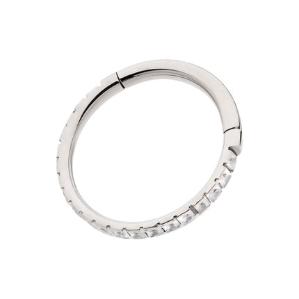 Invictus Titanium with Square 1mm Full Clear CZ Side Facing Hinged Segment Clicker