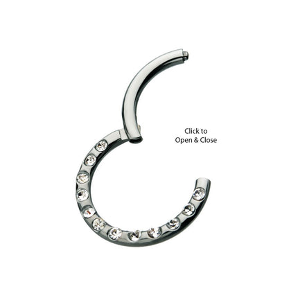 Invictus Titanium Bezeled 12 Swarovski Crystal Set On Hinged Segment Clicker