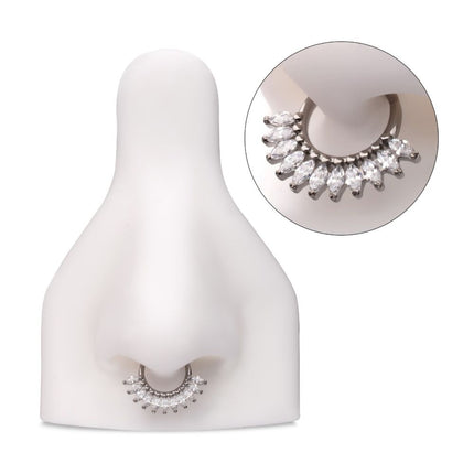 Invictus Titanium Prong Set Marquise Gem Cluster Fan Front Facing Hinged Segment Clicker