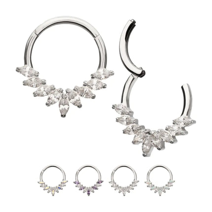 Invictus Titanium 9 Gem Marquise Cluster Front Facing Hinged Segment Clicker