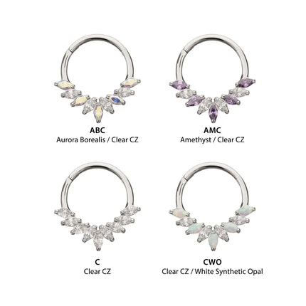 Invictus Titanium 9 Gem Marquise Cluster Front Facing Hinged Segment Clicker