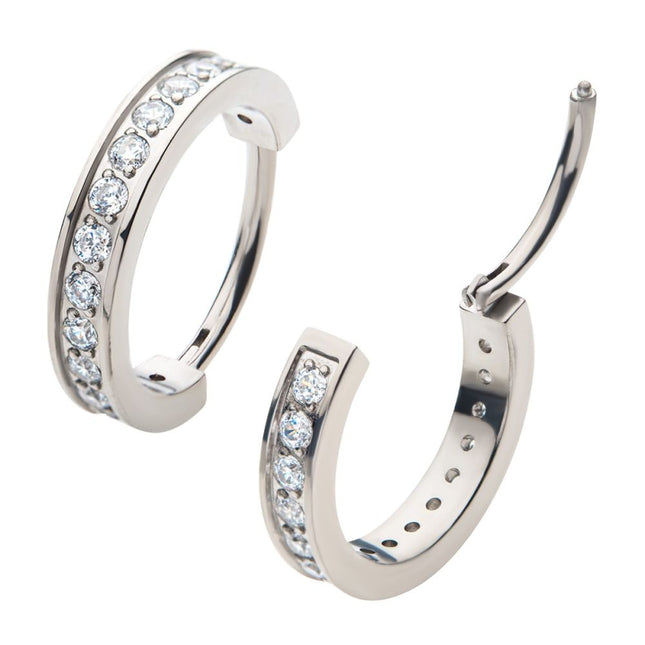 Invictus Titanium with Prong Set Clear AAA CZ 2.5mm Thick Hinged Segment Clicker