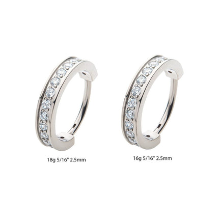 Invictus Titanium with Prong Set Clear AAA CZ 2.5mm Thick Hinged Segment Clicker