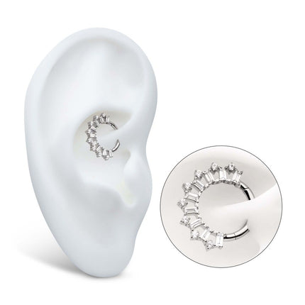 Invictus Titanium Clustered Prong Set Round & Baguette CZ Front Facing Hinged Segment Clicker