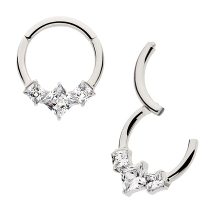 Invictus Titanium Clustered Princess Gem Hinged Segment Ring