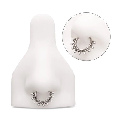 Invictus Titanium Clustered Beads with 7 Bezel Round CZ Front Facing Hinged Segment Clicker