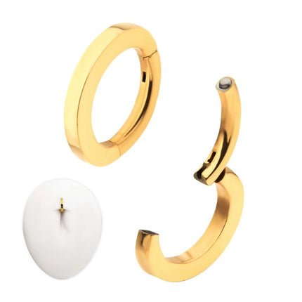 Invictus 14g 24Kt Gold PVD Titanium Oval Shape Hinged Segment Clicker (for Navel Piercing)