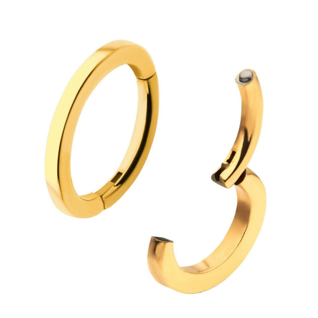 Invictus 16g 24Kt Gold PVD Titanium Oval Shape Hinged Segment Clicker (for Rook Piercing)