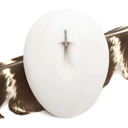 Invictus 14g Titanium Oval Shape with CNC Set Full Clear CZ Hinged Segment Clicker (for Navel Piercing)