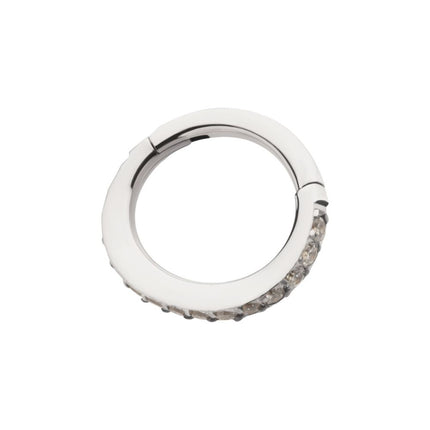 Invictus 16g Titanium Oval Shape with CNC Set Full Clear CZ Hinged Segment Clicker (for Rook Piercing)