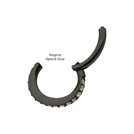 Invictus Black PVD Titanium Oval Shape with CNC Set Full Clear CZ Hinged Segment Clicker