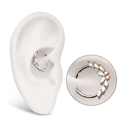 Invictus Titanium Butterfly & Marquise Gem Front Facing Hinged Segment Clicker