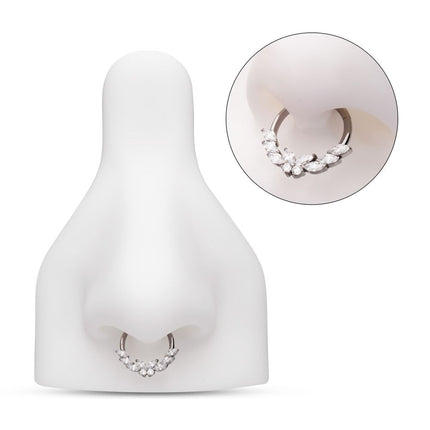 Invictus Titanium Prong Set Marquise & Round Gem Butterfly Front Facing Hinged Segment Clicker