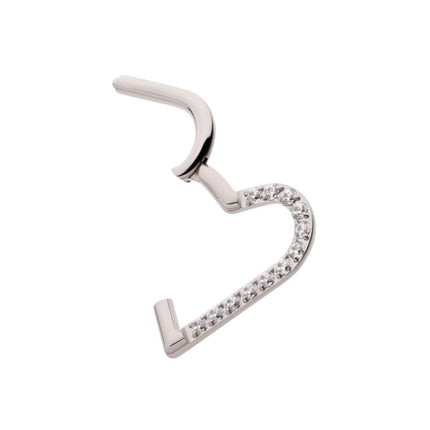 Invictus Titanium CNC Set Gem Heart Front Facing Hinged Segment Clicker (For Left Ear)