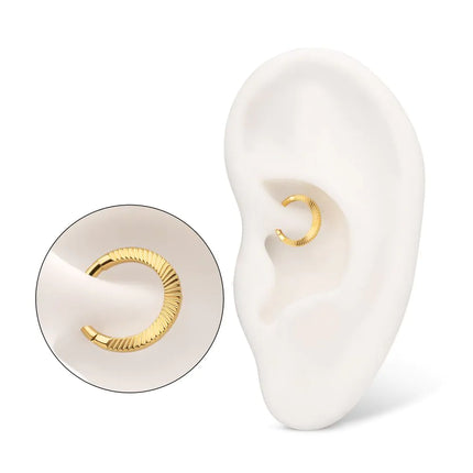 Invictus 24Kt Gold PVD Titanium Radiant Round Hoop Front Facing Hinged Segment Clicker