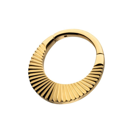 Invictus 24Kt Gold PVD Titanium Radiant Wide Hoop Front Facing Hinged Segment Clicker