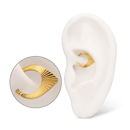 Invictus 24Kt Gold PVD Titanium Radiant Teardrop Hoop Front Facing Hinged Segment Clicker