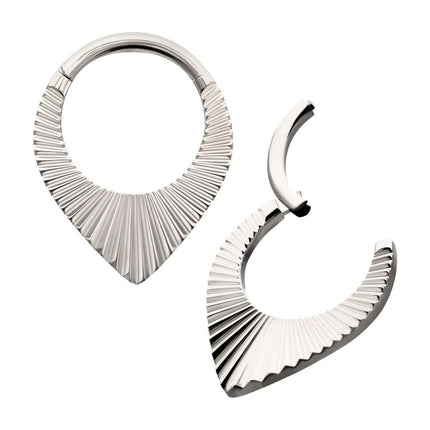 Invictus Titanium Radiant Teardrop Hoop Front Facing Hinged Segment Clicker