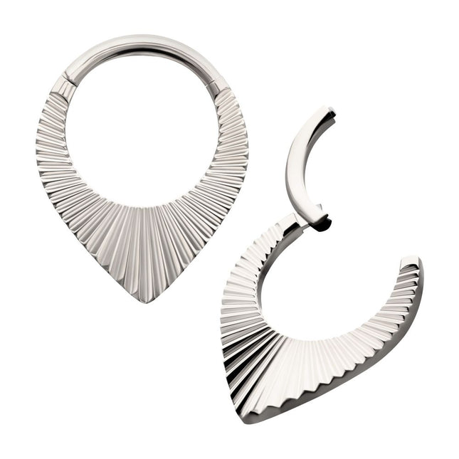 Invictus Titanium Radiant Teardrop Hoop Front Facing Hinged Segment Clicker