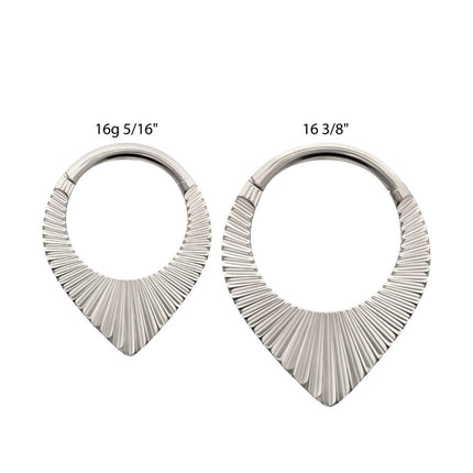 Invictus Titanium Radiant Teardrop Hoop Front Facing Hinged Segment Clicker
