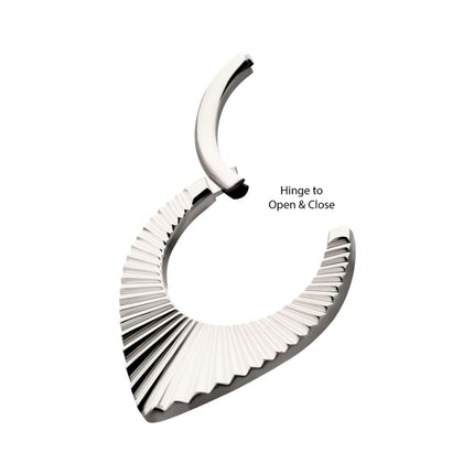 Invictus Titanium Radiant Teardrop Hoop Front Facing Hinged Segment Clicker