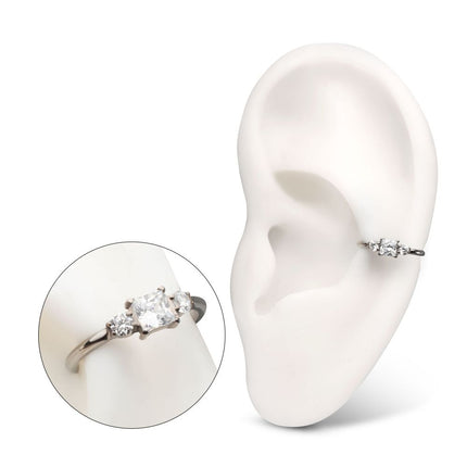 Invictus Titanium Linear Princess & Round Trio Gem Side Facing Hinged Segment Clickers