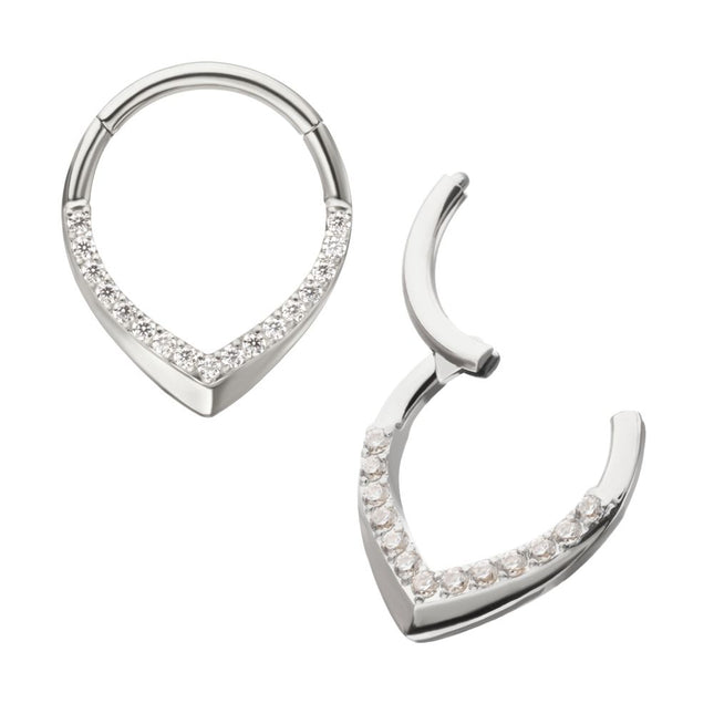 Invictus Titanium Pave Gem V-Shape Front Facing Hinged Segment Clicker