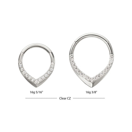 Invictus Titanium Pave Gem V-Shape Front Facing Hinged Segment Clicker