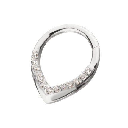 Invictus Titanium Pave Gem V-Shape Front Facing Hinged Segment Clicker
