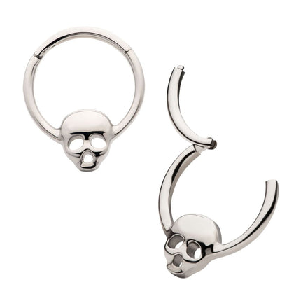 Invictus Titanium with Centered Skull Front Facing Hinged Segment Clicker