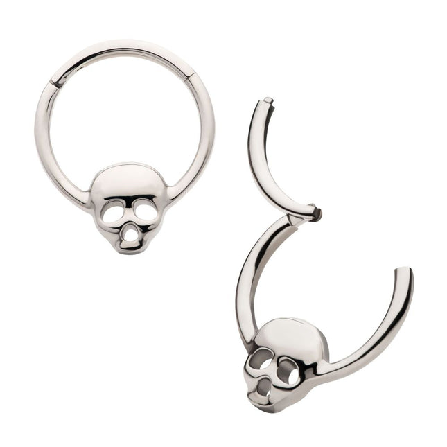 Invictus Titanium with Centered Skull Front Facing Hinged Segment Clicker