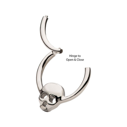 Invictus Titanium with Centered Skull Front Facing Hinged Segment Clicker