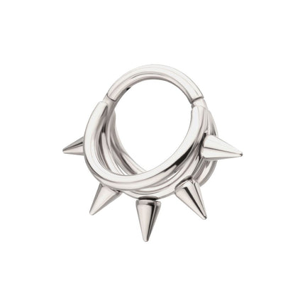 Invictus Titanium Five-Spiked Open Stack Triple Hoop Hinged Segment Clicker