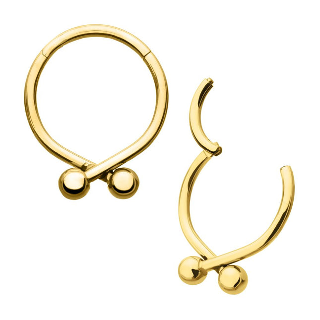 Invictus 24Kt Gold PVD Titanium Twister Ball Hinged Segment Hoop Clicker