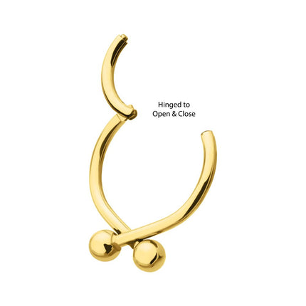 Invictus 24Kt Gold PVD Titanium Twister Ball Hinged Segment Hoop Clicker
