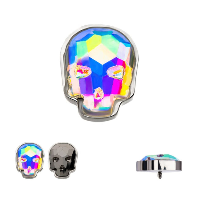 Invictus Titanium Internally Threaded Glass Gem Skull Top