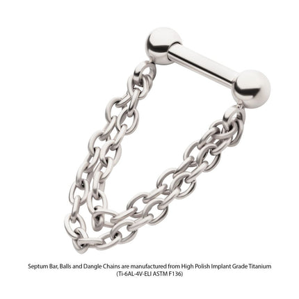Invictus Solid Titanium 2 Tier Chains on a One Side Threadless, One Side Fixed Bar with Ball ends